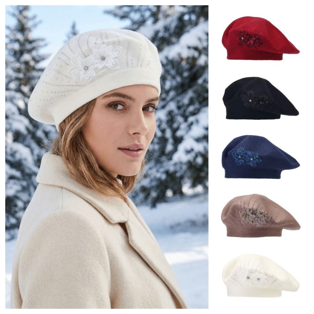 Béret en laine à fleurs de cou - Beret French Wool avis et prix
